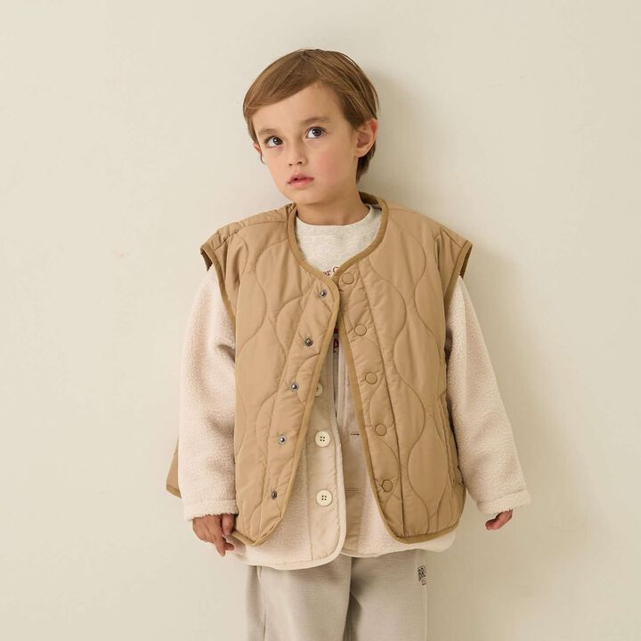[Mix and Match Series] Quilted Vest,Beige, medium image number 0