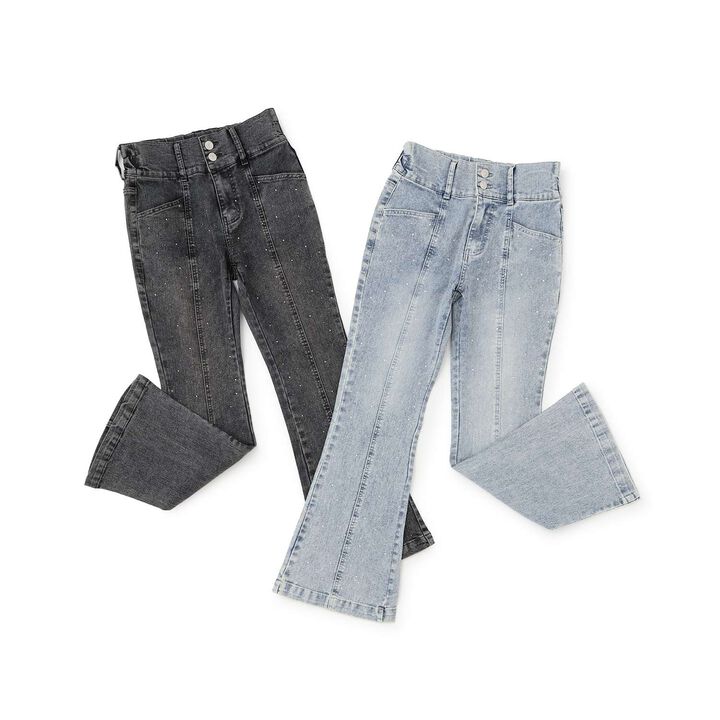 [Stretch] Sparkling Flare Denim Pants,Blue, medium image number 7