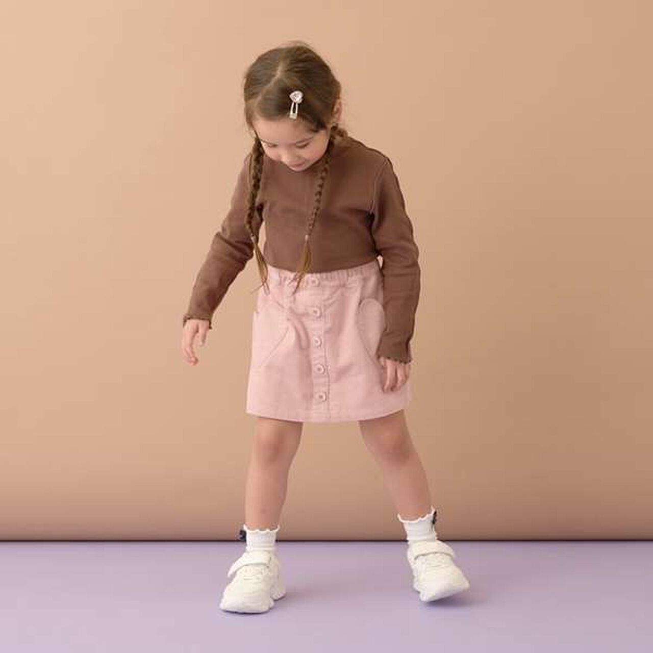 Heart Pocket Corduroy Skirt Pants,Moss green, large image number 3