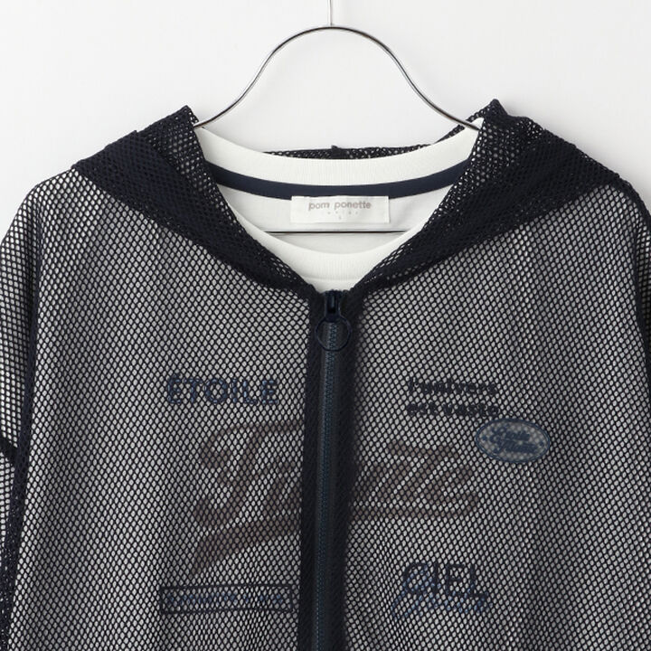 Mesh Short-Sleeve Logo Parka T-Shirt Set,Off white, medium image number 11