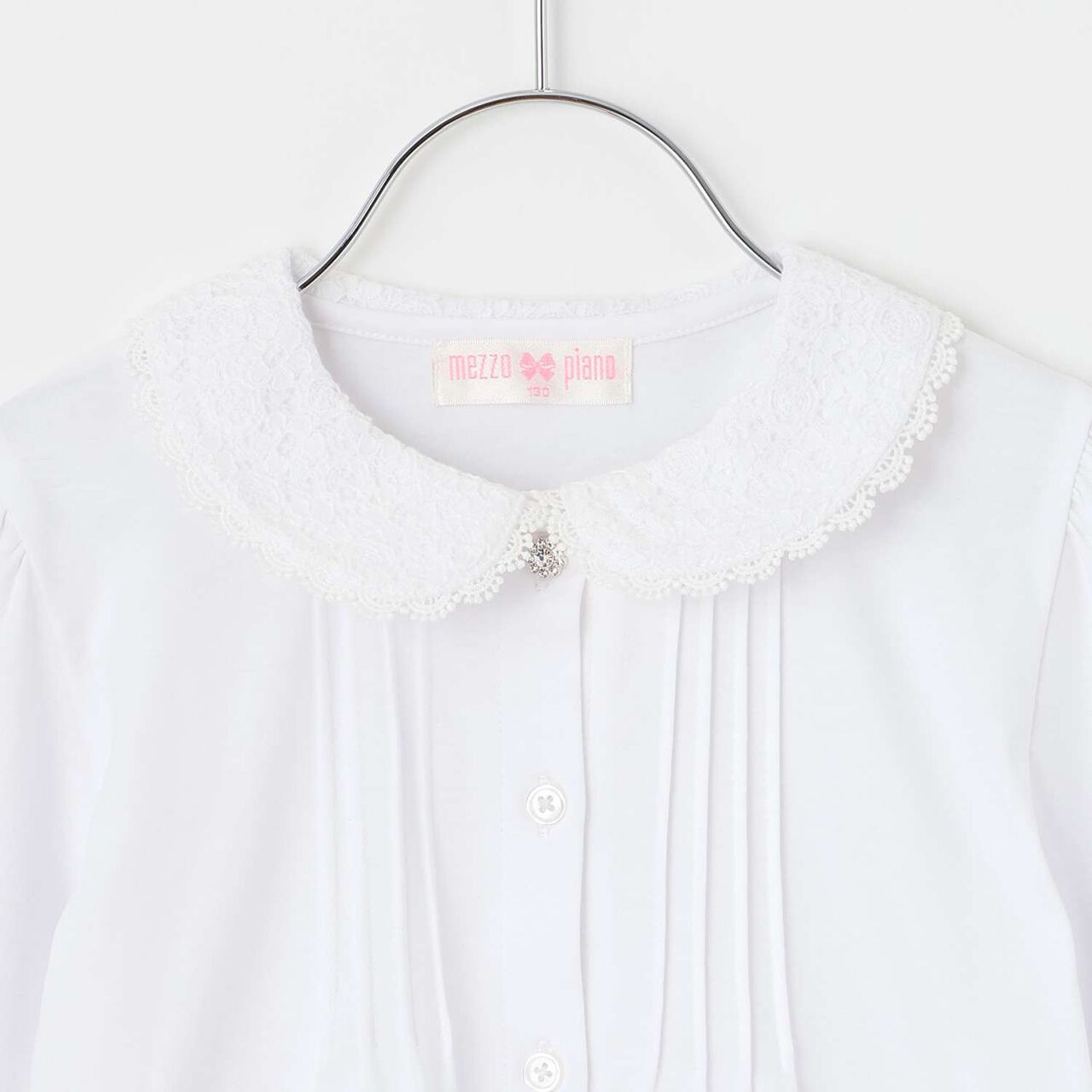 Lace Collar Cut and Sew Blouse,White, large image number 2