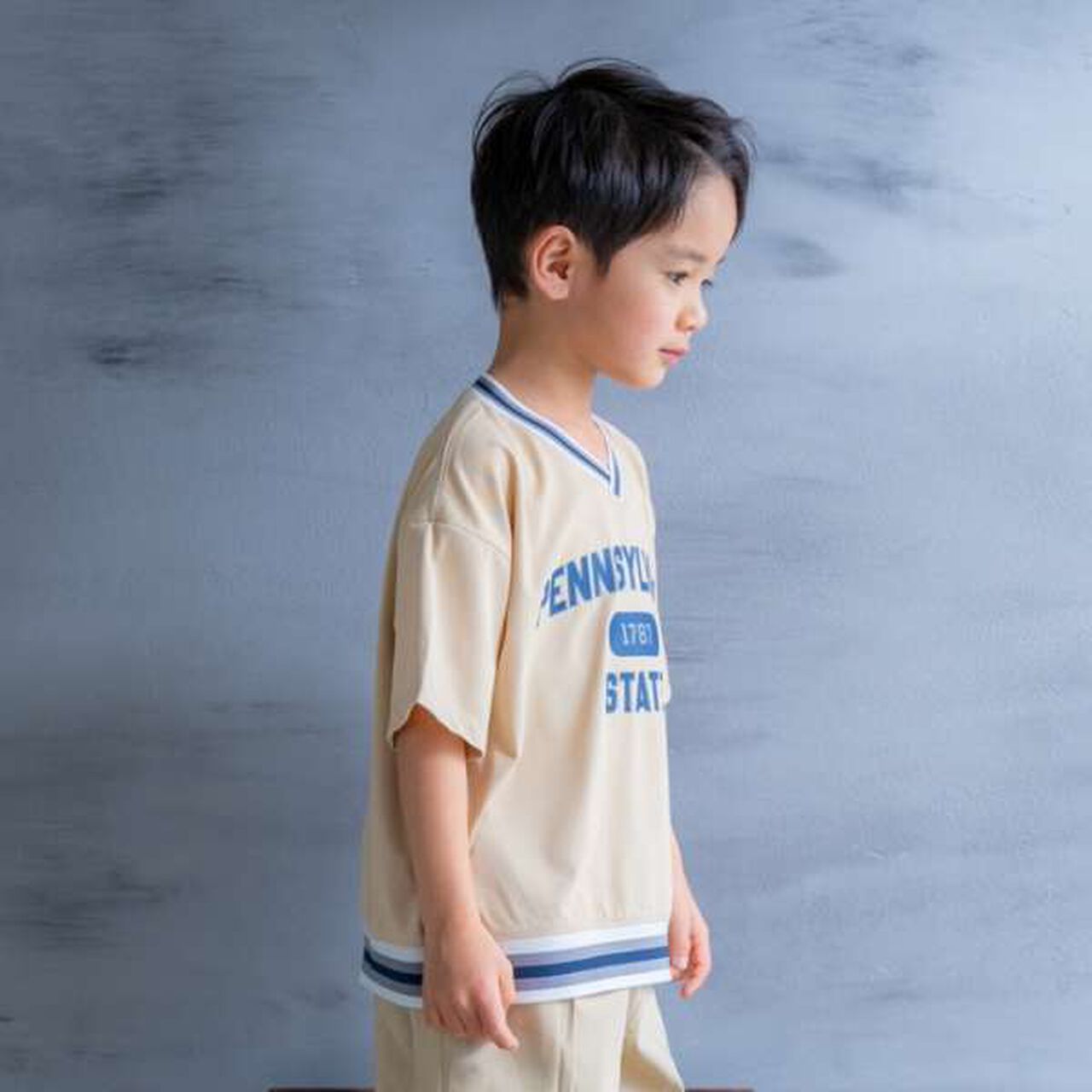 Uniform-Style Short-Sleeve Pullover,Beige, large image number 4