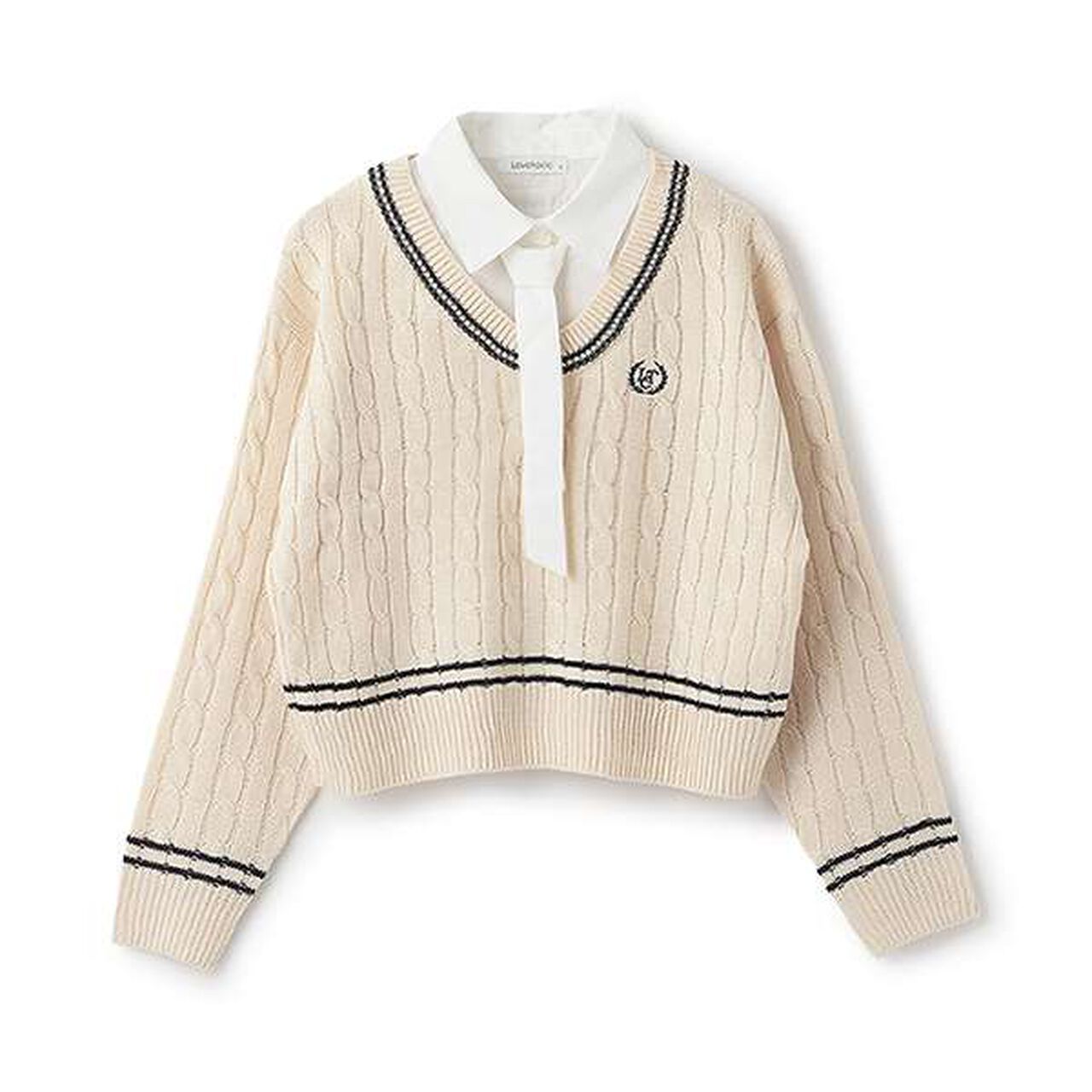 Layered Chille Knitwear,Ivory, large image number 2