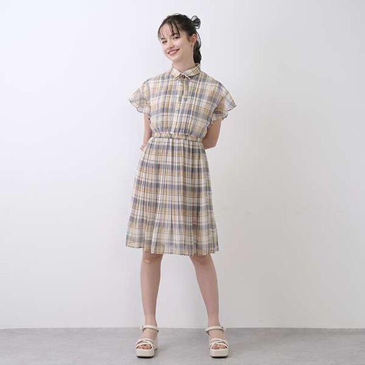 Collared Pleated One-Piece Dress,Black, medium image number 8