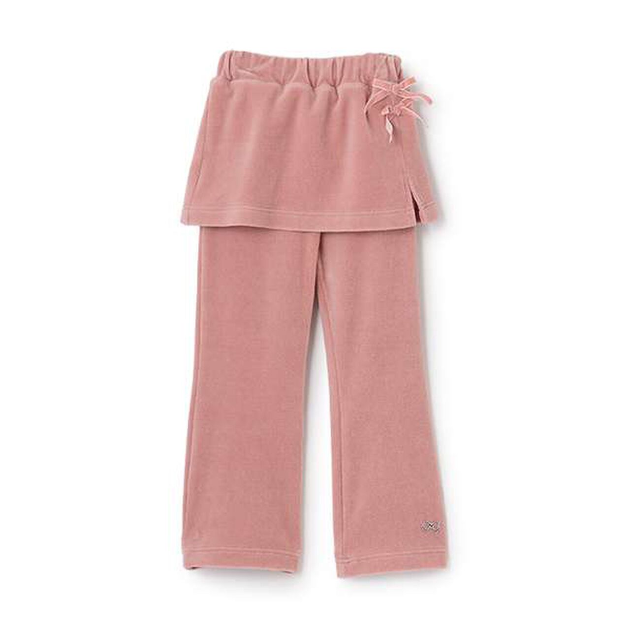 Plush Velour Coordinatable Setup Flared Pants with Skirt,Emerald green, large image number 1