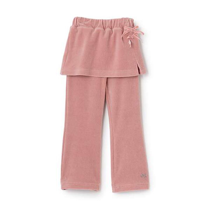 Plush Velour Coordinatable Setup Flared Pants with Skirt,Emerald green, medium image number 1