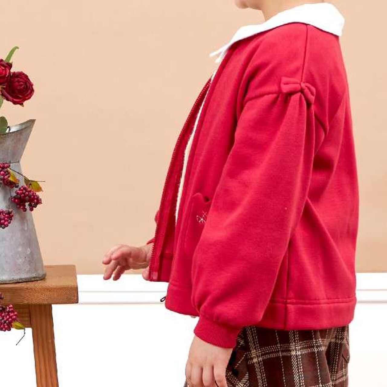 KP Scallop Trim Pocket Shaggy Lining Zip-Up (90-140),Black, large image number 14