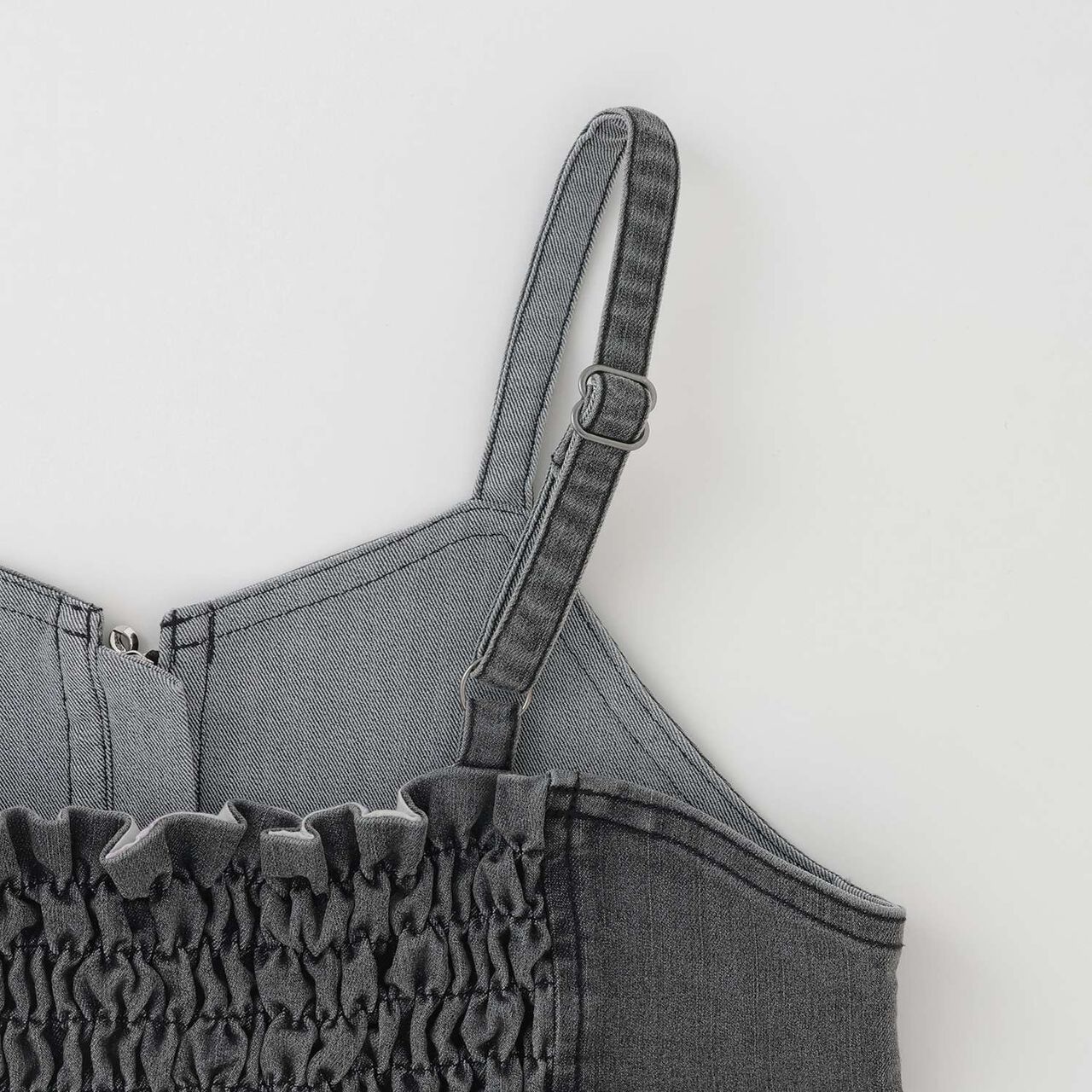 [Restocked] Denim Bustier & Lace Short Sleeve T-Shirt Set,Light blue, large image number 4