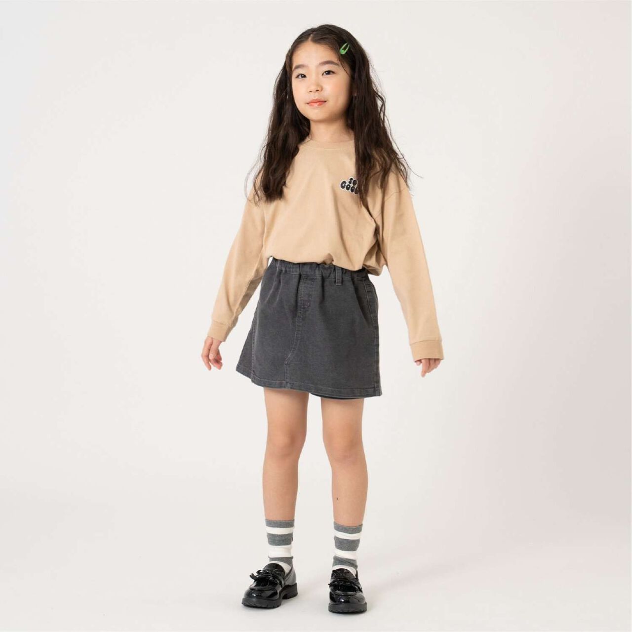 Denim Mini Wrap Skirt Pants,Charcoal gray, large image number 0