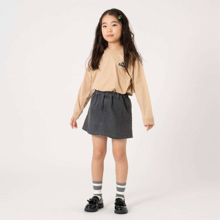 Denim Mini Wrap Skirt Pants,Charcoal gray, medium image number 0