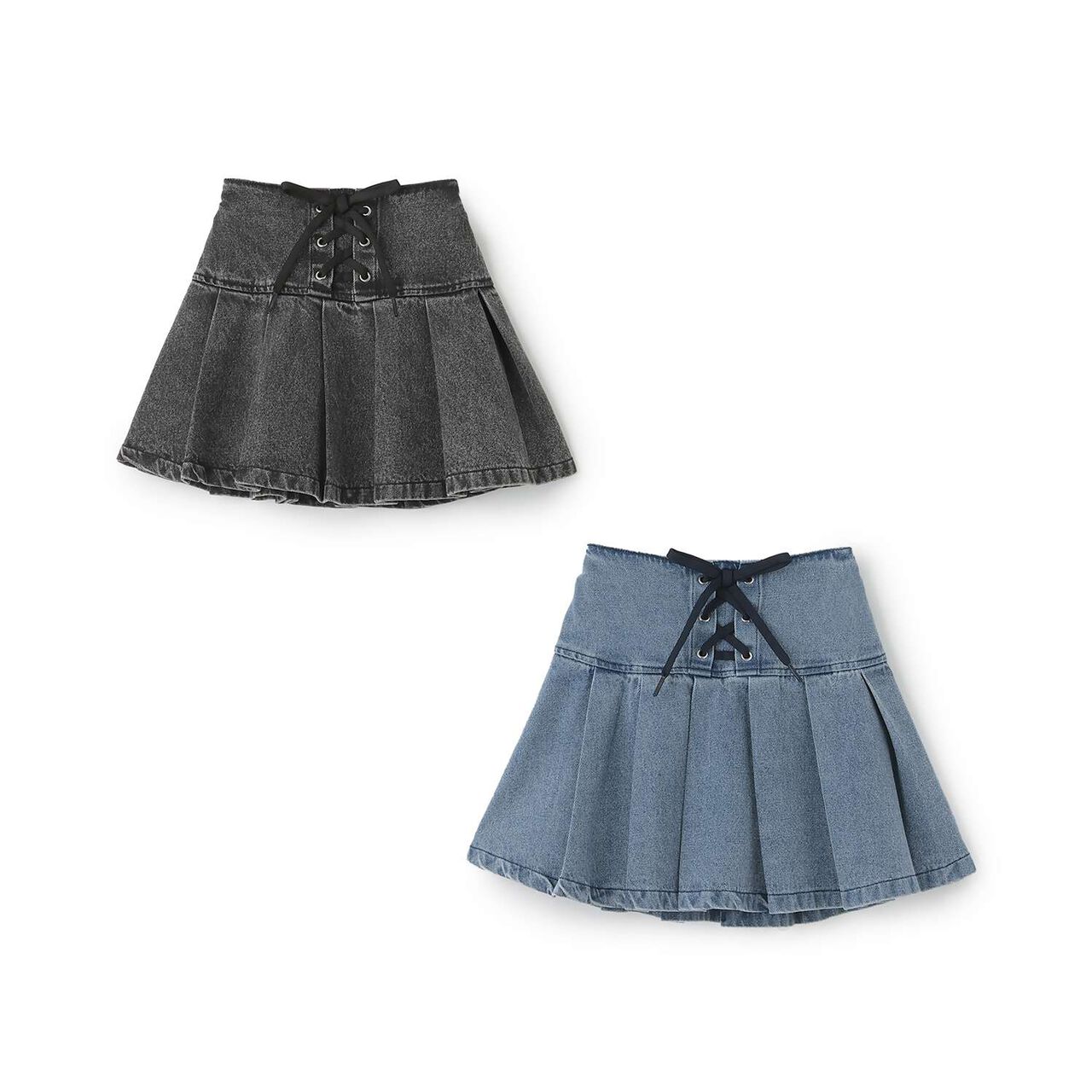 [Lace-Up Denim Skirt with Inner Pants],Blue, large image number 14