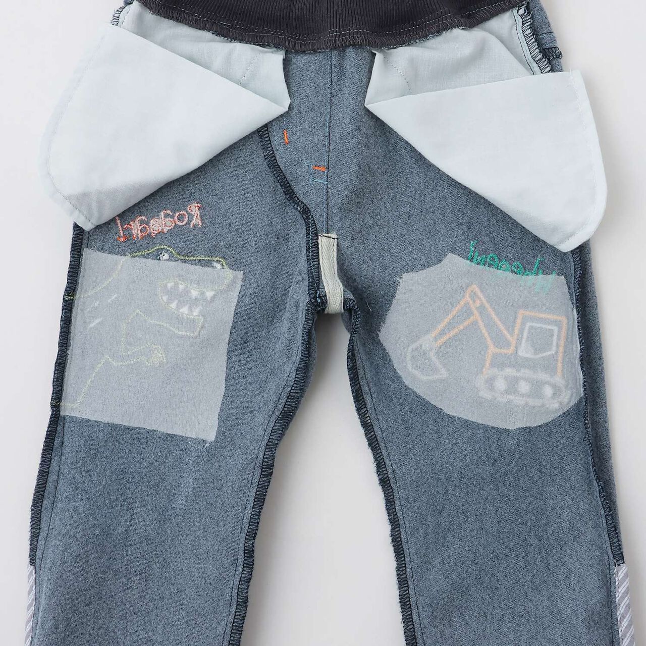 Dinosaur and Heavy Machinery Long-Length Straight Pants,Navy, large image number 8