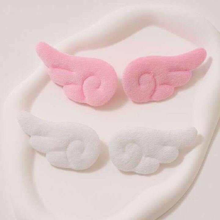 Fluffy Wing Hair Clip 2-Piece Set,Pink, medium image number 1