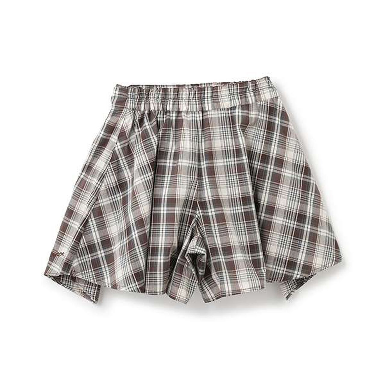 Shirt-Wrapped Checkered Culottes,Brown, large image number 1