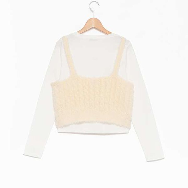 Washable Shaggy Vest Inner Set,Light gray, medium image number 13