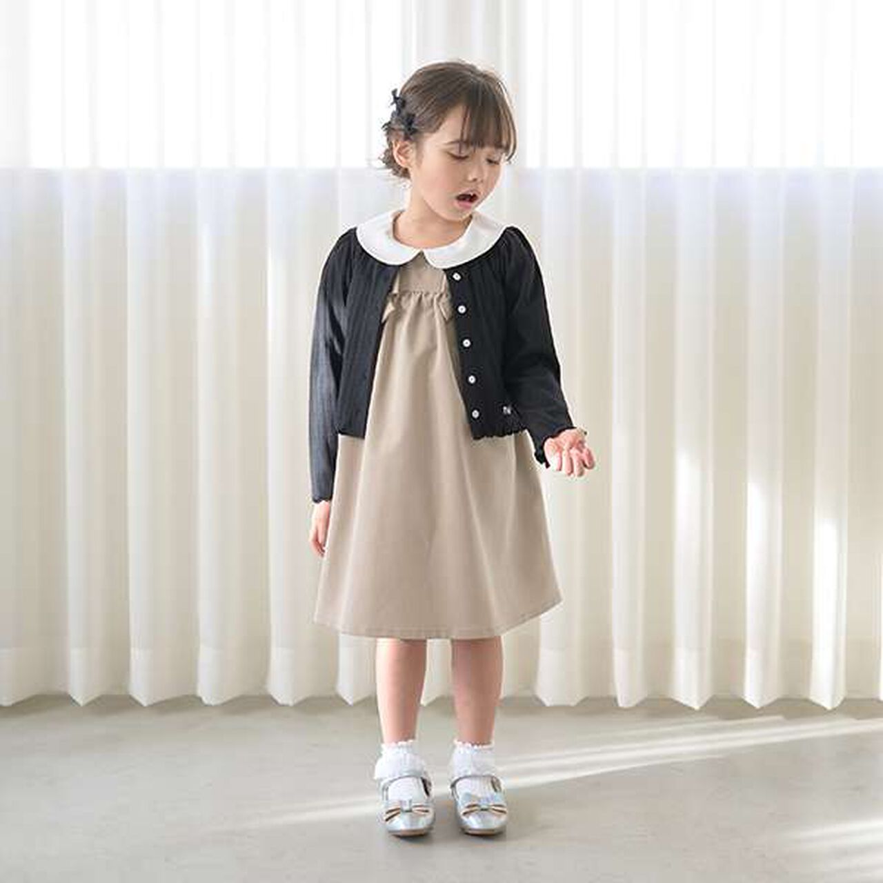 [Occasion-Ready] Round Collar One-Piece Dress with Ribbon,Mint, large image number 4