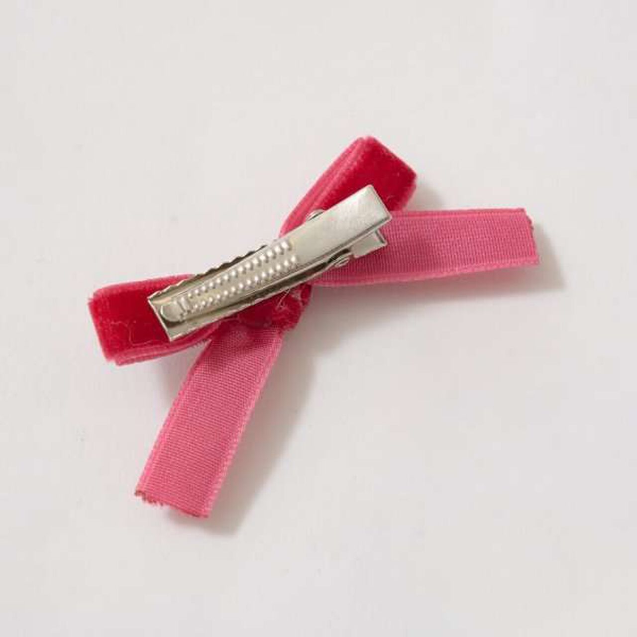 Velour Ribbon Hair Clip Set (6 Pieces),Pink, large image number 4