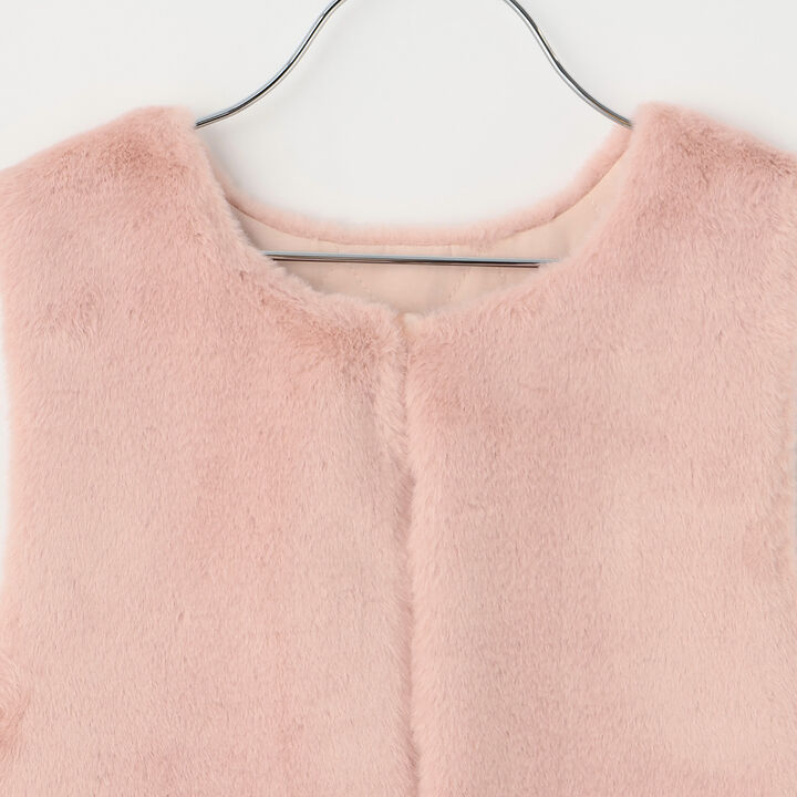 [Reversible] Faux Fur & Quilted Vest,Off white, medium image number 5