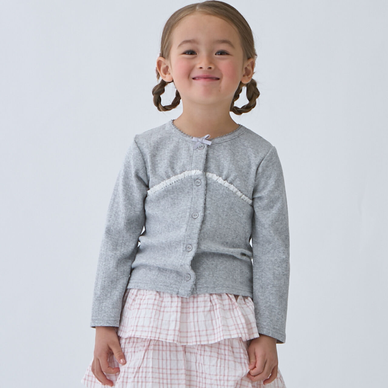 Link UV Needle-Punched Cut Cardigan,Top gray, large image number 0