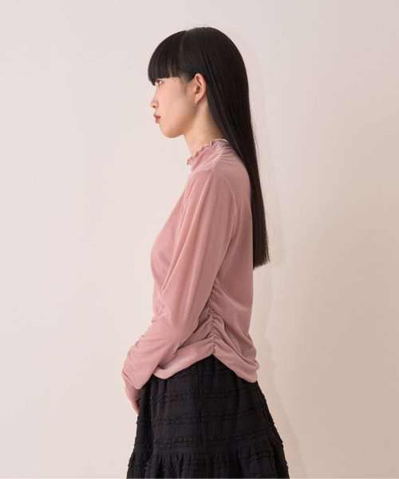 Sheer Velour Top,Black, large image number 1