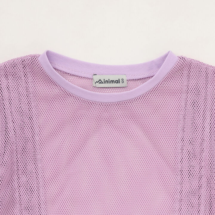 [Inner Lining Included] Mesh Drawstring Short Sleeve T-Shirt,Lavender, medium image number 18