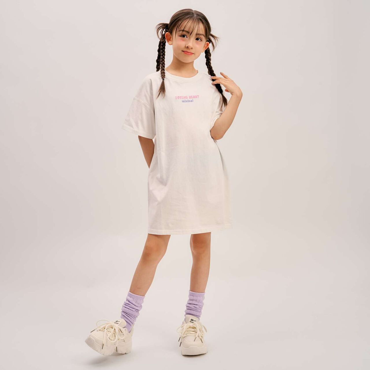 [100% Cotton] Affordable Back Heart Short-Sleeve T-Shirt One-Piece Dress,Cherry Pink, large image number 5