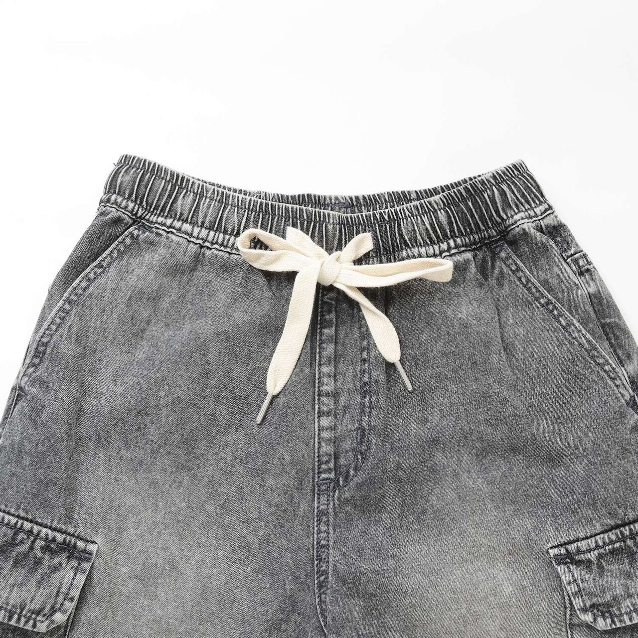 Half Denim Cargo Pants,Blue, large image number 7