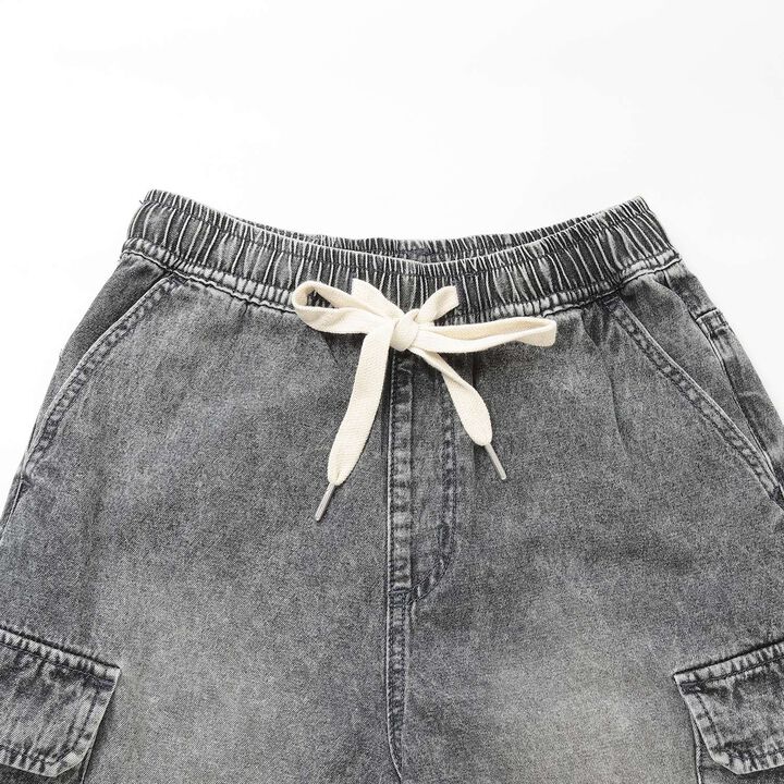 Half Denim Cargo Pants,Blue, medium image number 7