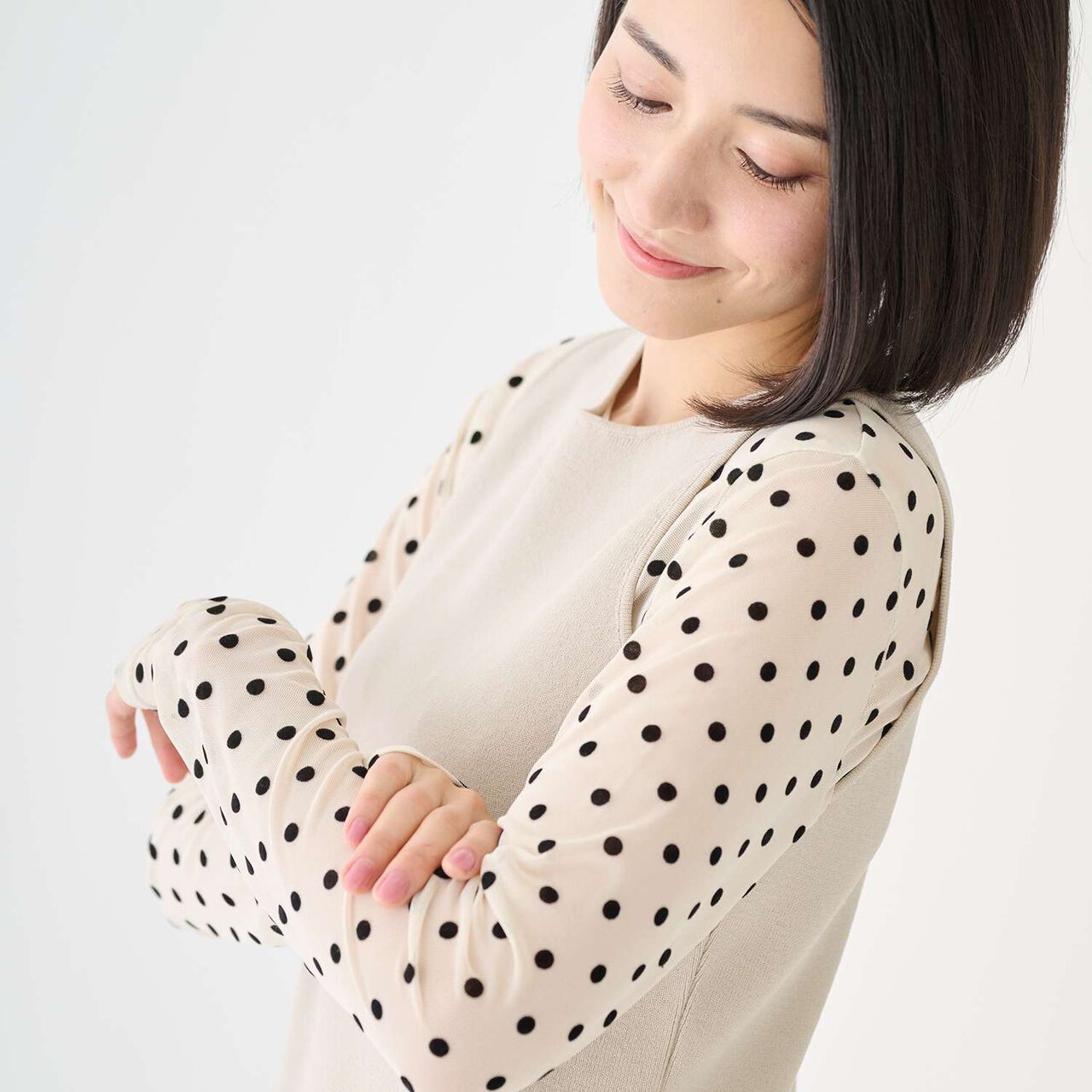 [Formal] 2-Way Sheer Dot Top,Black, large image number 6