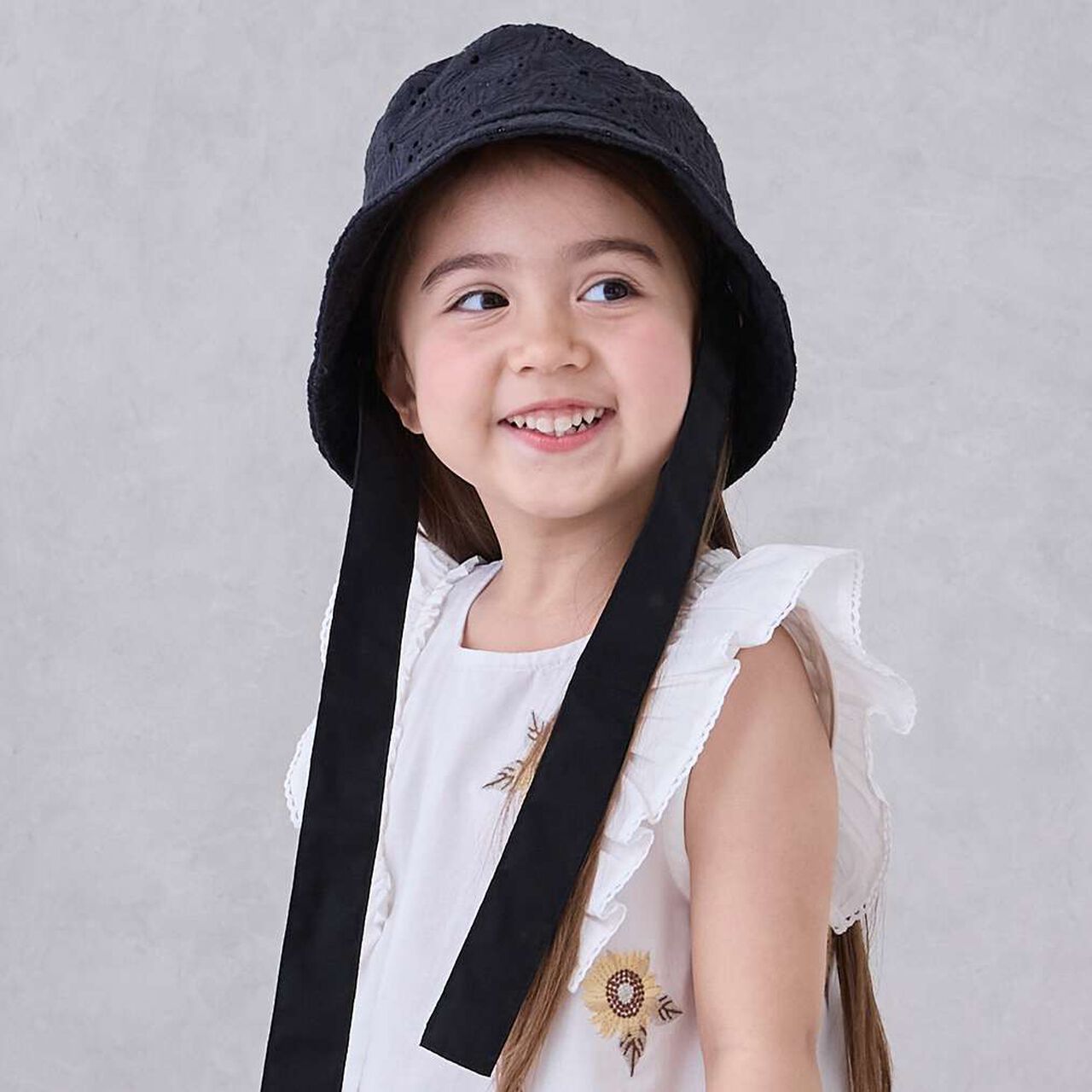 Lace Bucket Hat,Black, large image number 0