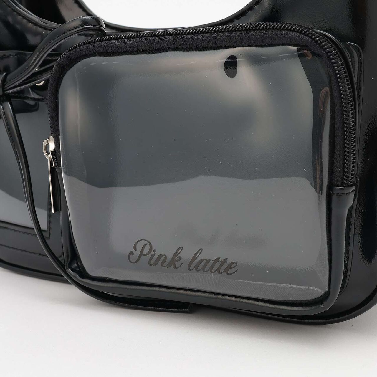 Clear Pocket Shoulder Bag,Black, large image number 8