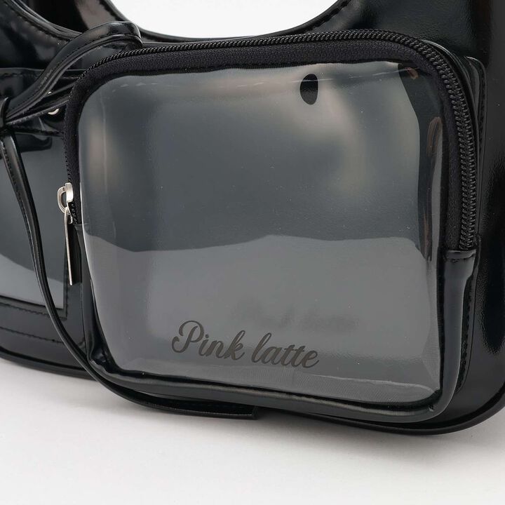 Clear Pocket Shoulder Bag,Black, medium image number 8
