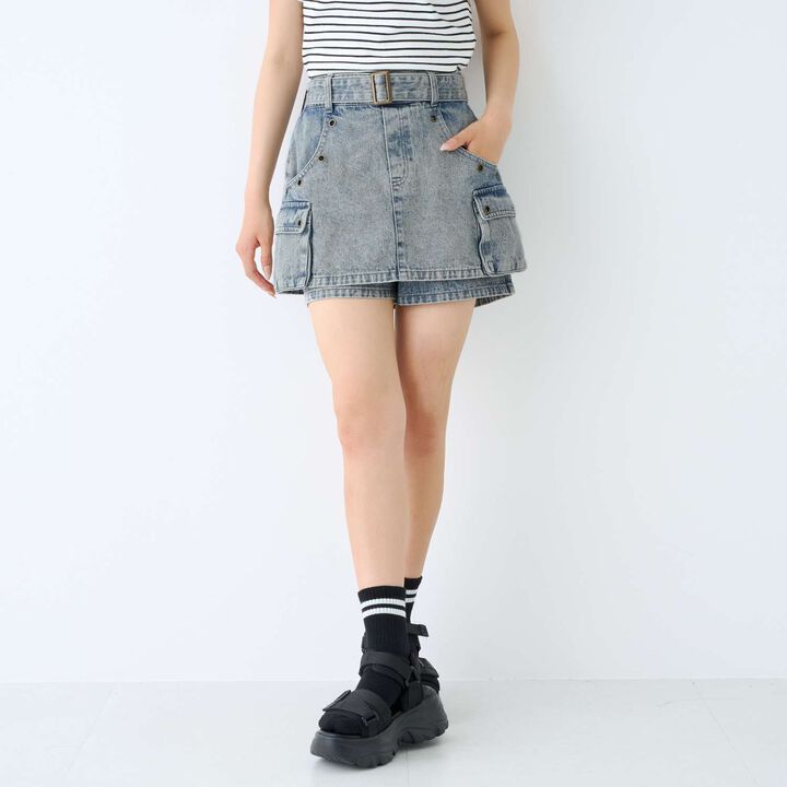 [LTXC] Eyelet A-Line Cargo Skirt,, medium