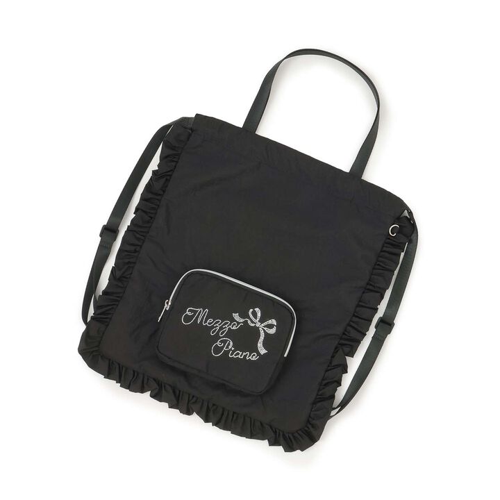A4-Compatible Water-Repellent Sparkling Logo Knapsack,Black, medium image number 0