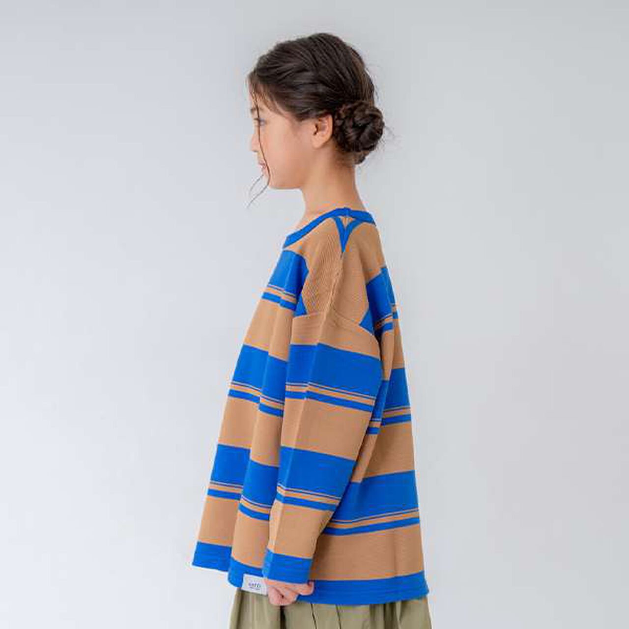 [Matching with Dad Outfit] Kids Stripe Pattern Big Long Sleeve T-Shirt,Green, large image number 19