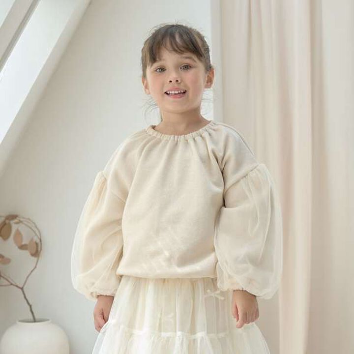 Wool Lined Tulle Sleeve Pullover,Top gray, medium image number 20