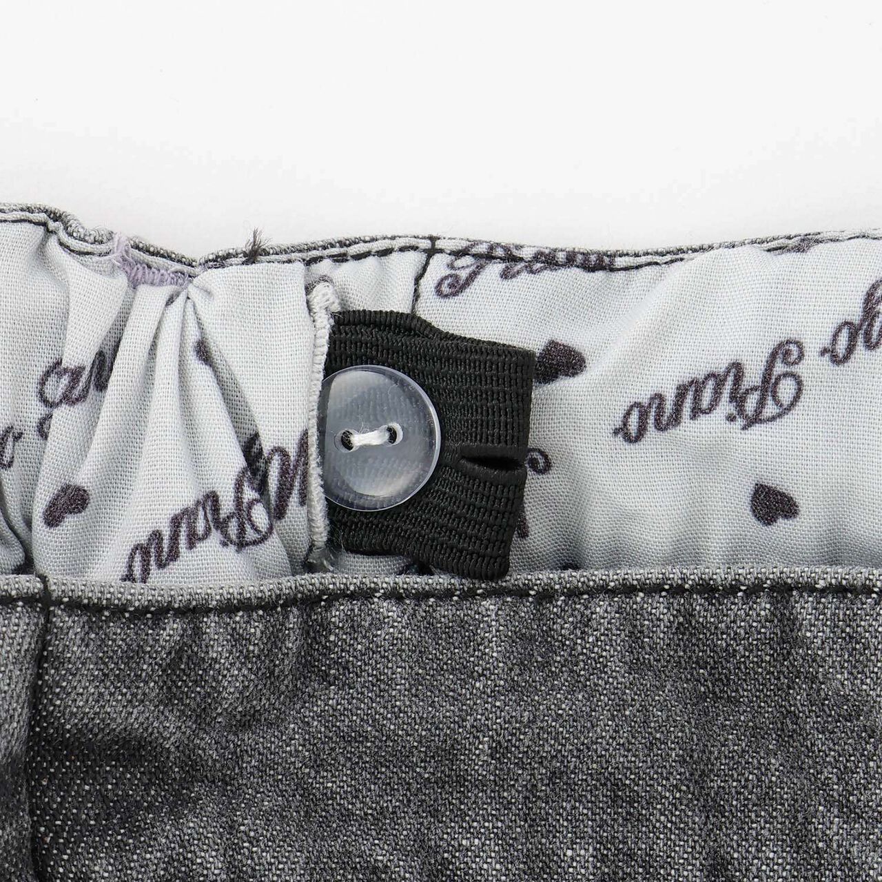 Wide Denim Pants with Logo Print,Gray, large image number 3