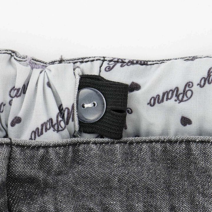 Wide Denim Pants with Logo Print,Gray, medium image number 3