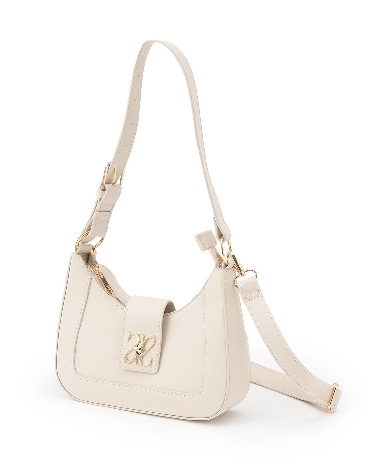 Logo Motif Shoulder Bag [Korean Fashion],Ivory, large image number 0