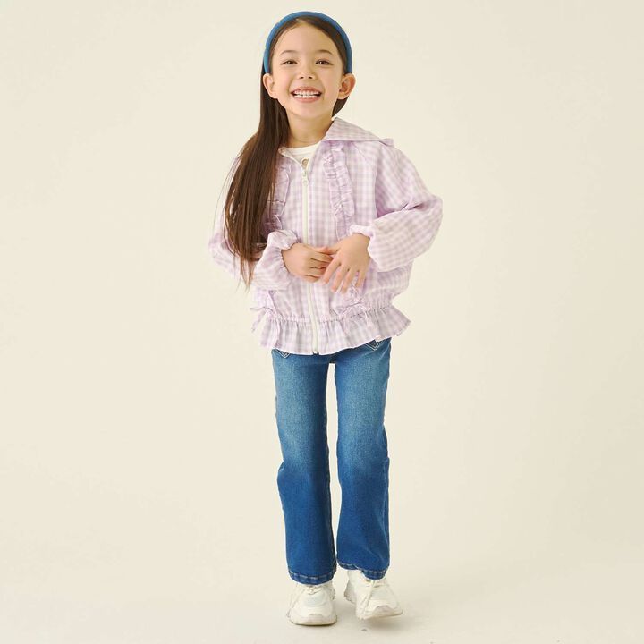 Beautiful Silhouette Stretch Heart Pocket Flare Denim Pants,Blue, medium image number 14