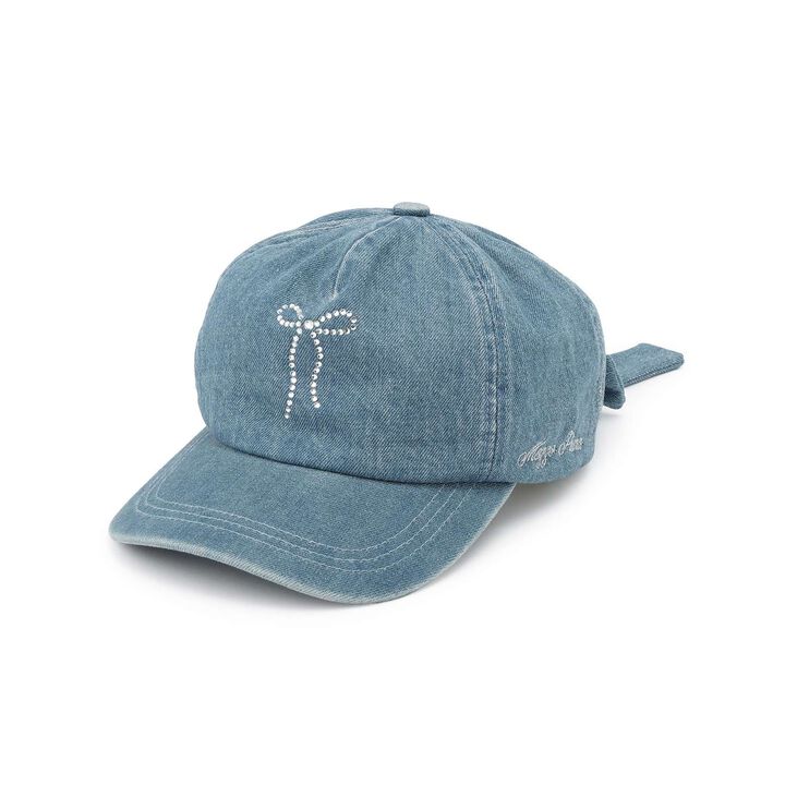 Rhinestone Ribbon Denim Cap,, medium