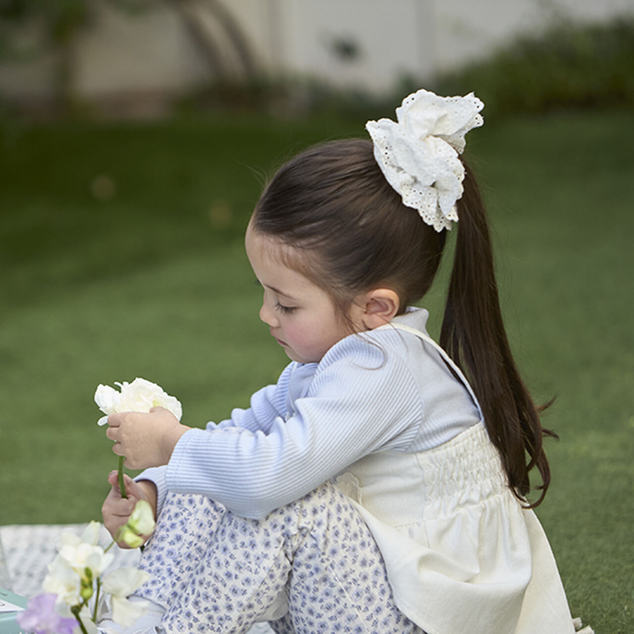 [Link] Floral Bustier Long Sleeve T-Shirt Set (Kids Size),Ivory, large image number 1