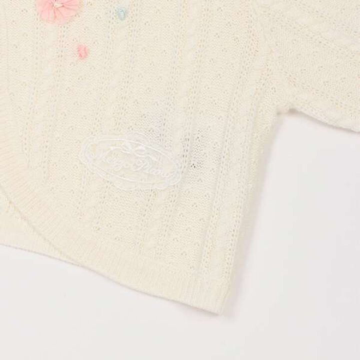 Ribbon Embroidery Knit Bolero,Off white, medium image number 4