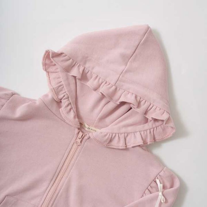 [Restock] Goodbye Pills Fleece Zip Parka with Frill and Ribbon,Ink blue, medium image number 4