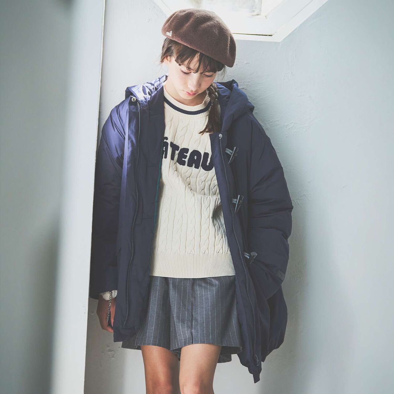 Sagara Logo Cable Knitwear[Available in 130cm],Sax blue, large image number 10