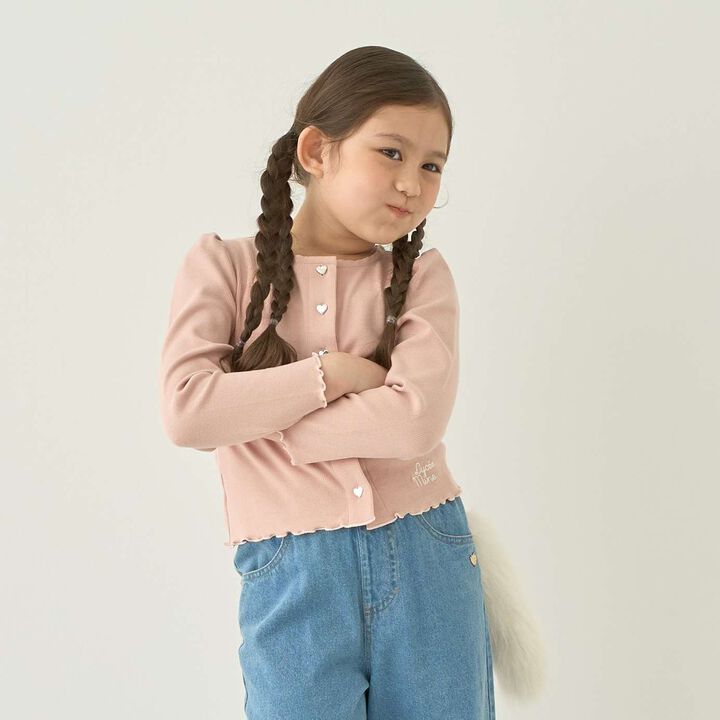 [Mini Length] Heart Button Ribbed Cardigan for Girls [Kids] [Children's Clothing],Blue gray, medium image number 7