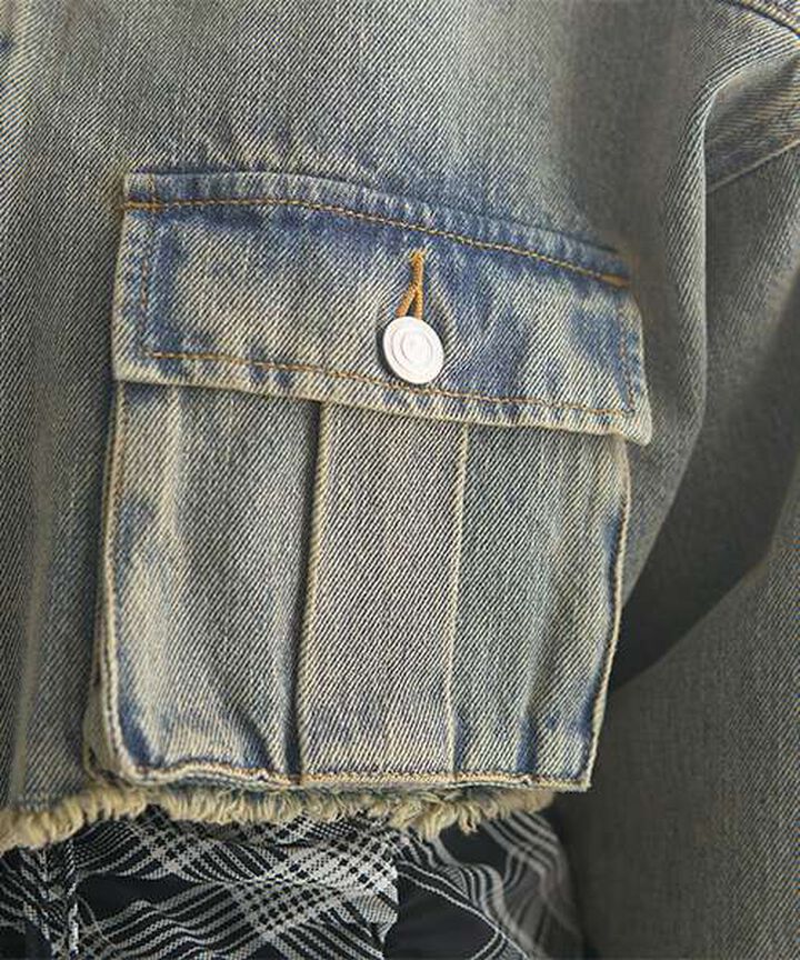 Denim Short Jacket,Gray, medium image number 8