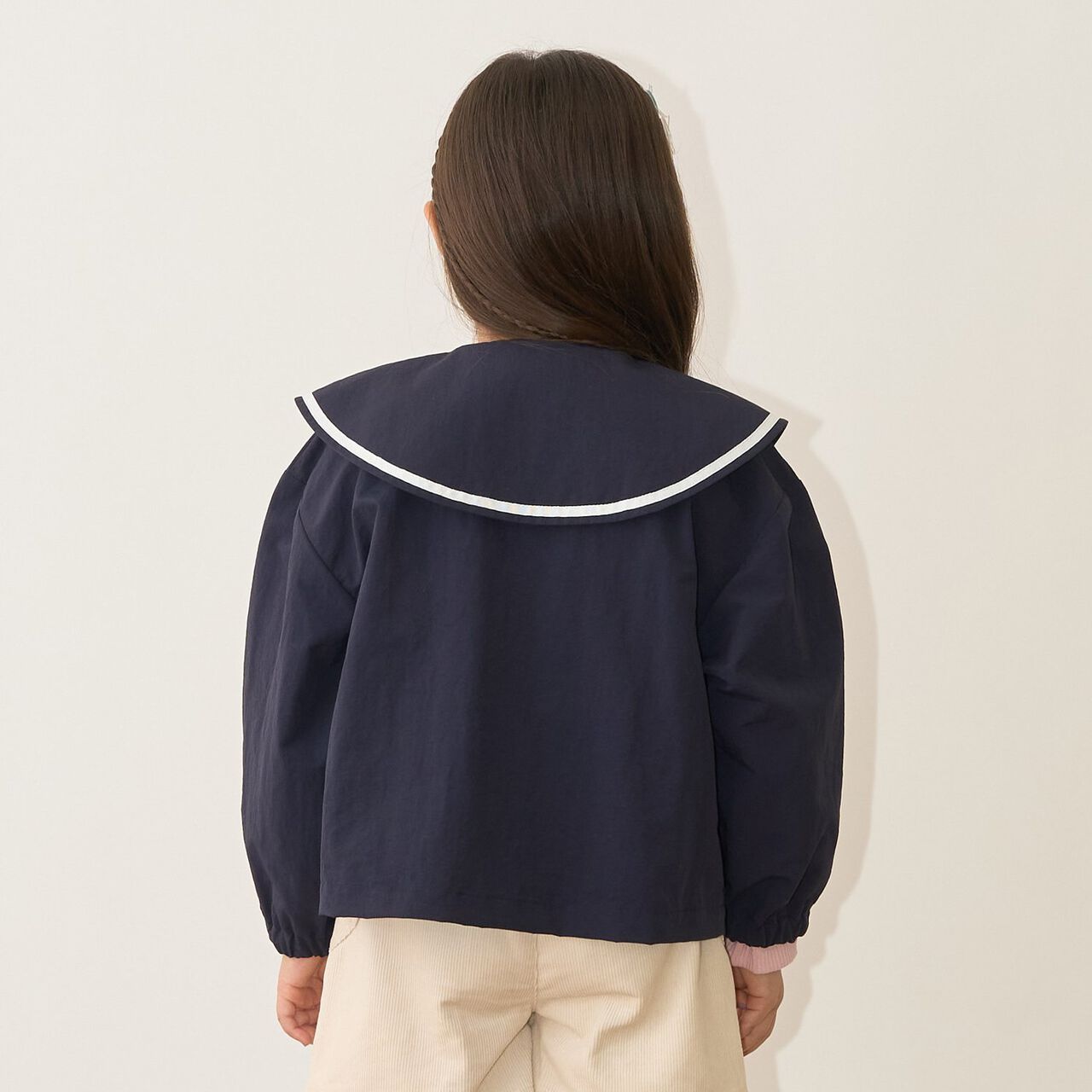Frill Collar Windbreaker,Navy, large image number 28