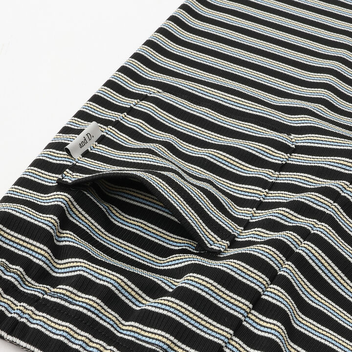 [365D] Rib Stripe Pattern 6-Length Leggings,Black, medium image number 5