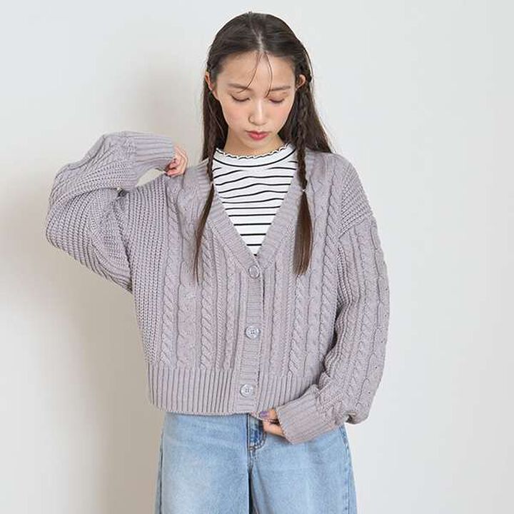 Washable Cable Knit Cardigan,Ivory, medium image number 14